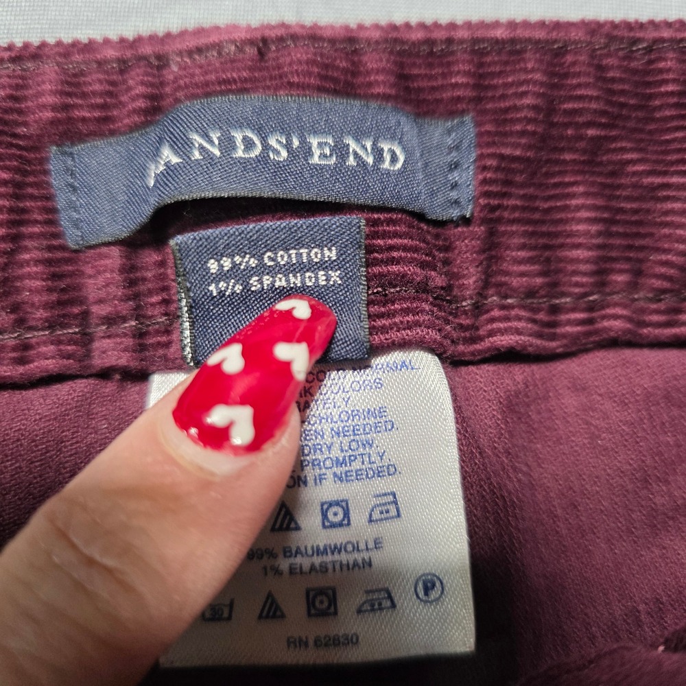 Lands‎ End Fit 2 Burgundy Corduroy Pants Womens Size 12 Straight Leg Stretch - Picture 5 of 9
